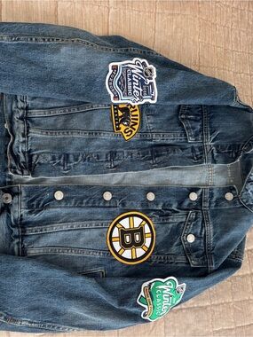 Yeezy Blue Denim Jacket with Sports Patches